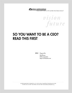 Cover Sheet - So You Want To Be A CEO? Read This First.